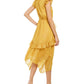 Vestido MIDI metálico com decote em V feminino INC, dourado, tamanho XS