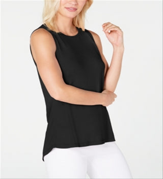 Ideology Women's Athletic Tie-Back Tank Top Black Size Largr