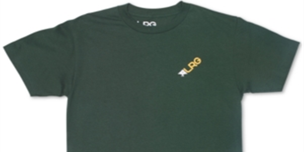 Camiseta masculina LRG com logotipo inclinado, verde, tamanho médio