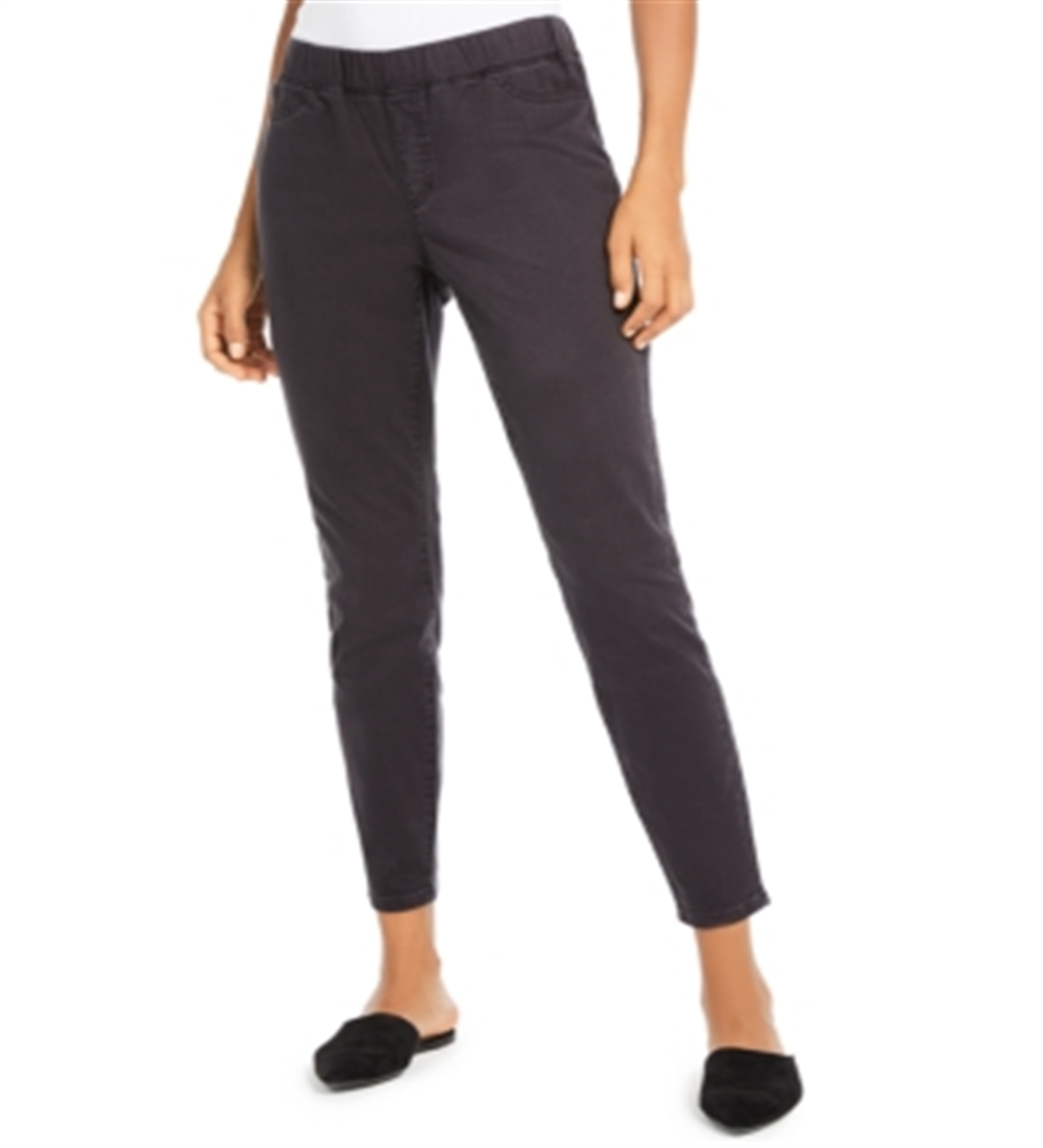 Calças jegging orgânicas femininas Eileen Fisher, pretas e lavadas, tamanho grande