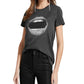 Camiseta feminina Guess Graphic com detalhes gráficos, preta, tamanho pequeno