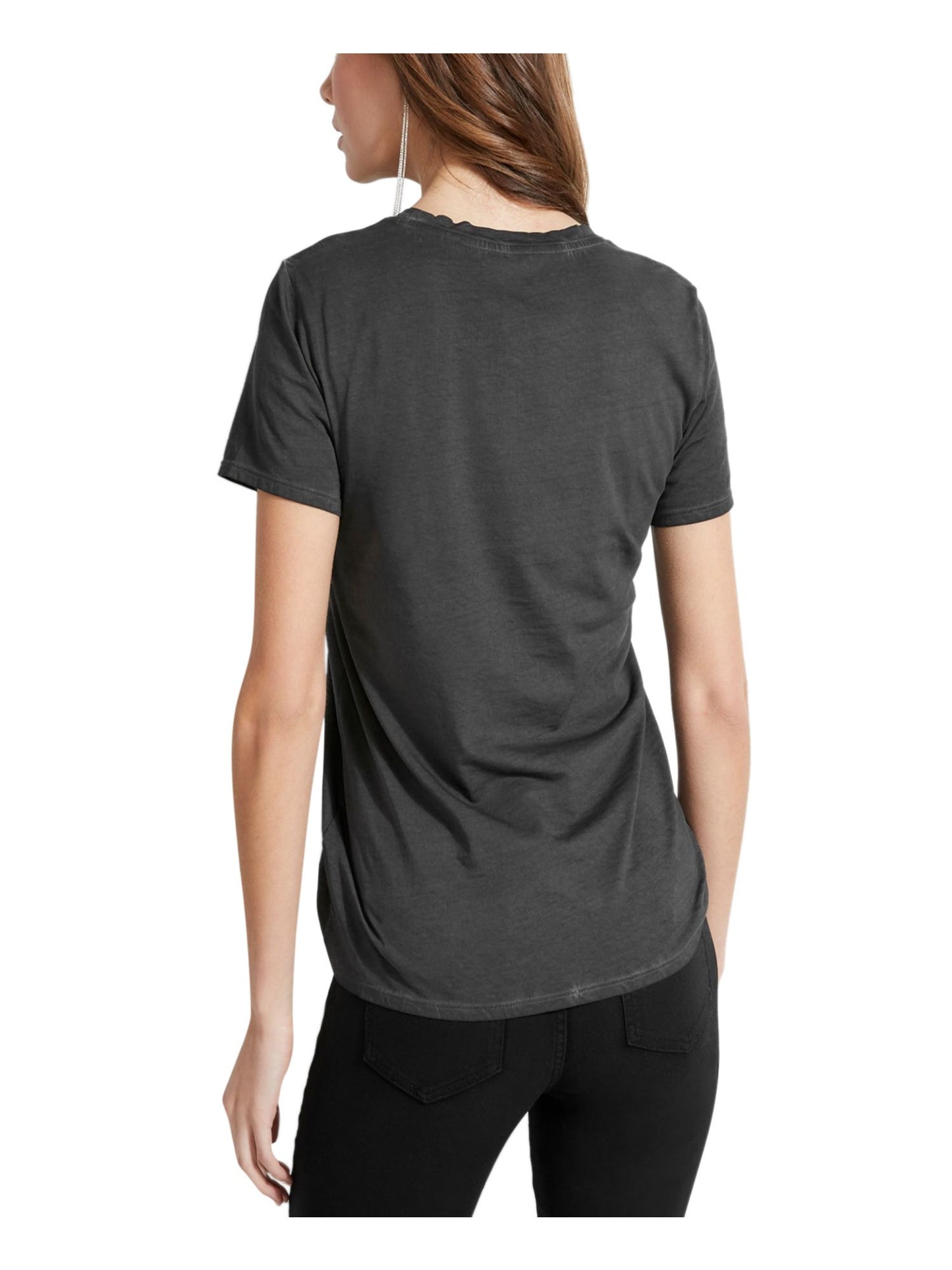 Camiseta feminina Guess Graphic com detalhes gráficos, preta, tamanho pequeno