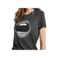Camiseta feminina Guess Graphic com detalhes gráficos, preta, tamanho pequeno