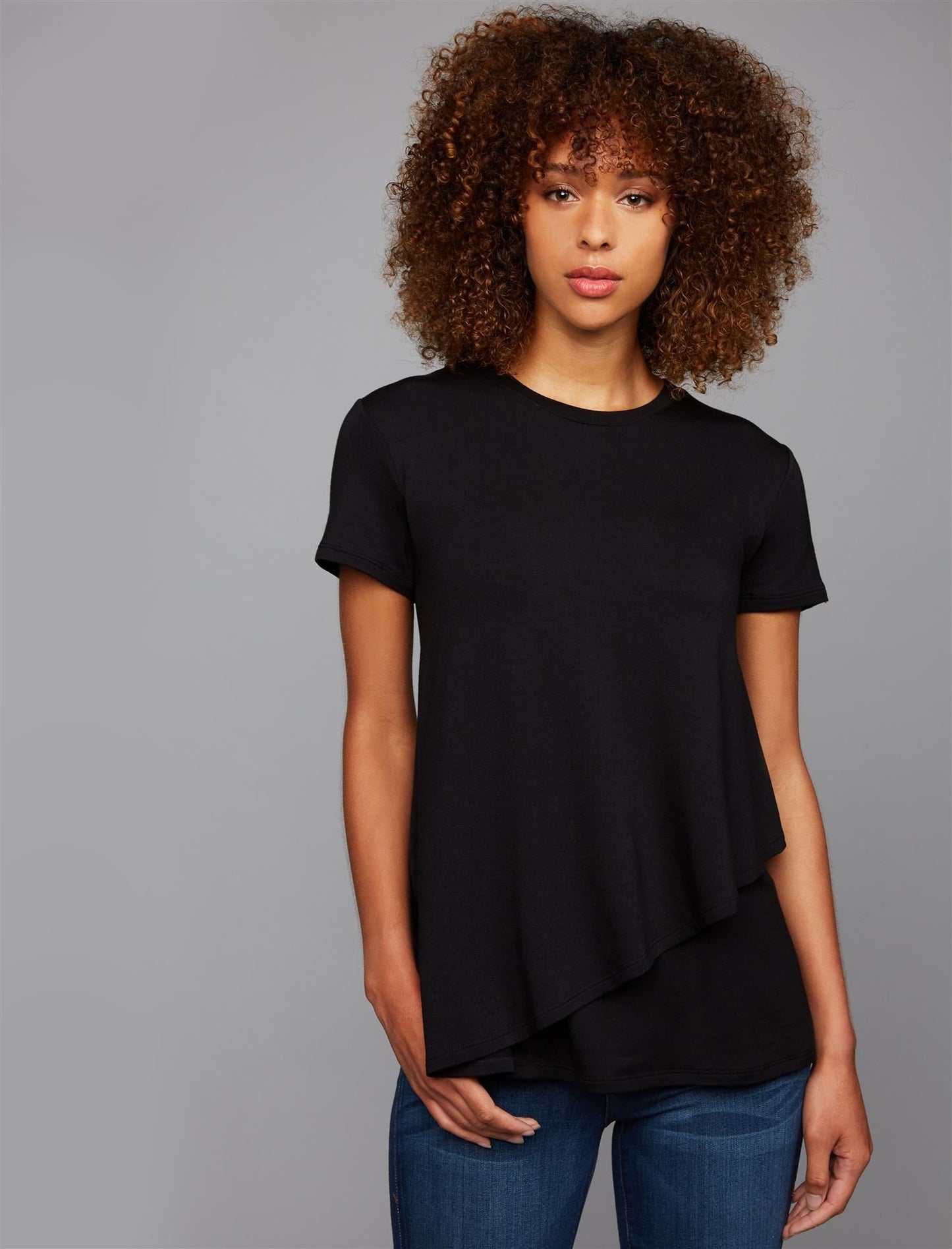 Camiseta de amamentação feminina A Pea In The Pod com ombros caídos, preta, tamanho XS