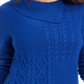 Suéter feminino texturizado de manga comprida e gola joia Charter Club, azul, tamanho pequeno G