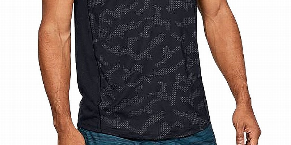 Camiseta esportiva masculina Under Armour manga curta preta tamanho XXL