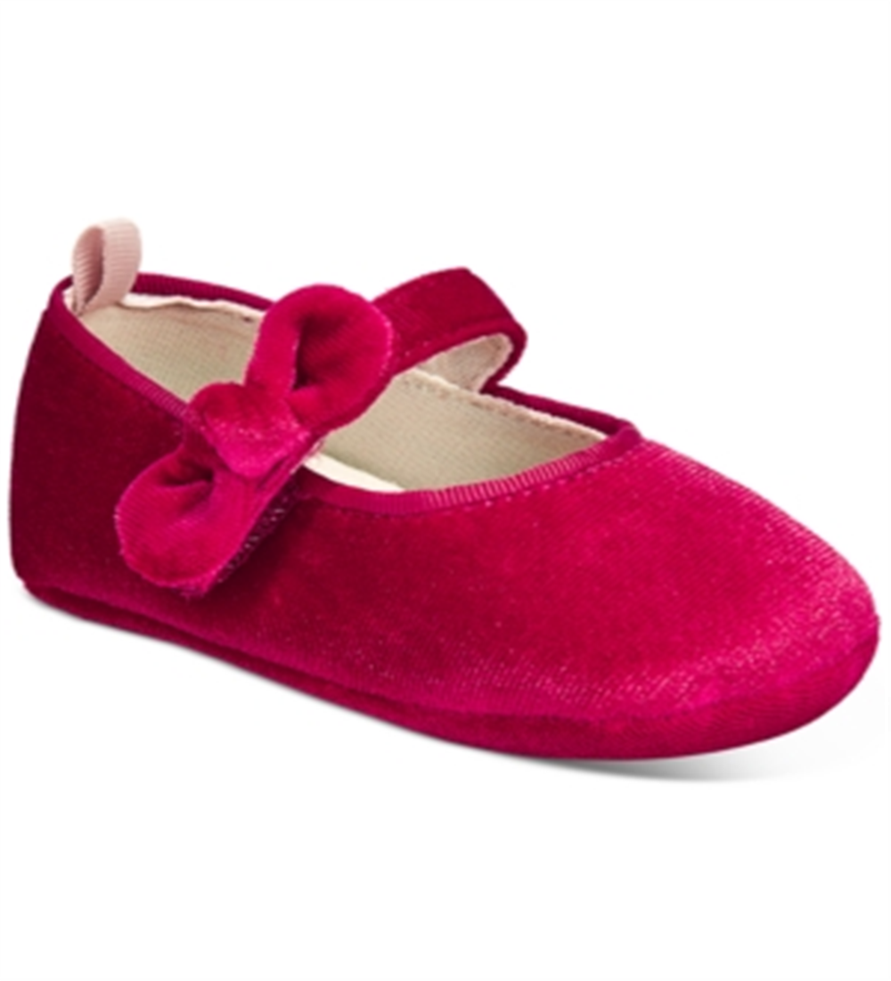 First Impressions Baby Girls Sapatos de Veludo com Laço - Vermelho Cardeal Tamanho 3