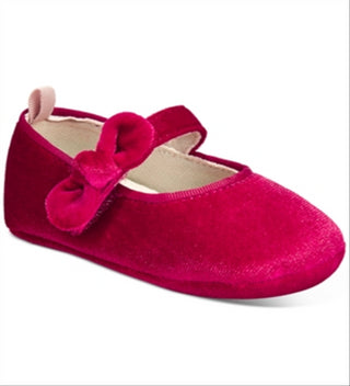 First Impressions Baby Girls Sapatos de Veludo com Laço - Vermelho Cardeal Tamanho 3