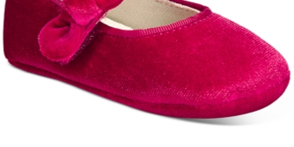 First Impressions Baby Girls Sapatos de Veludo com Laço - Vermelho Cardeal Tamanho 3