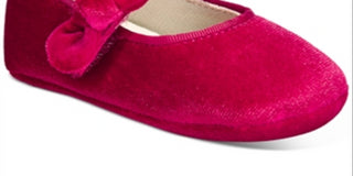 First Impressions Baby Girls Sapatos de Veludo com Laço - Vermelho Cardeal Tamanho 3
