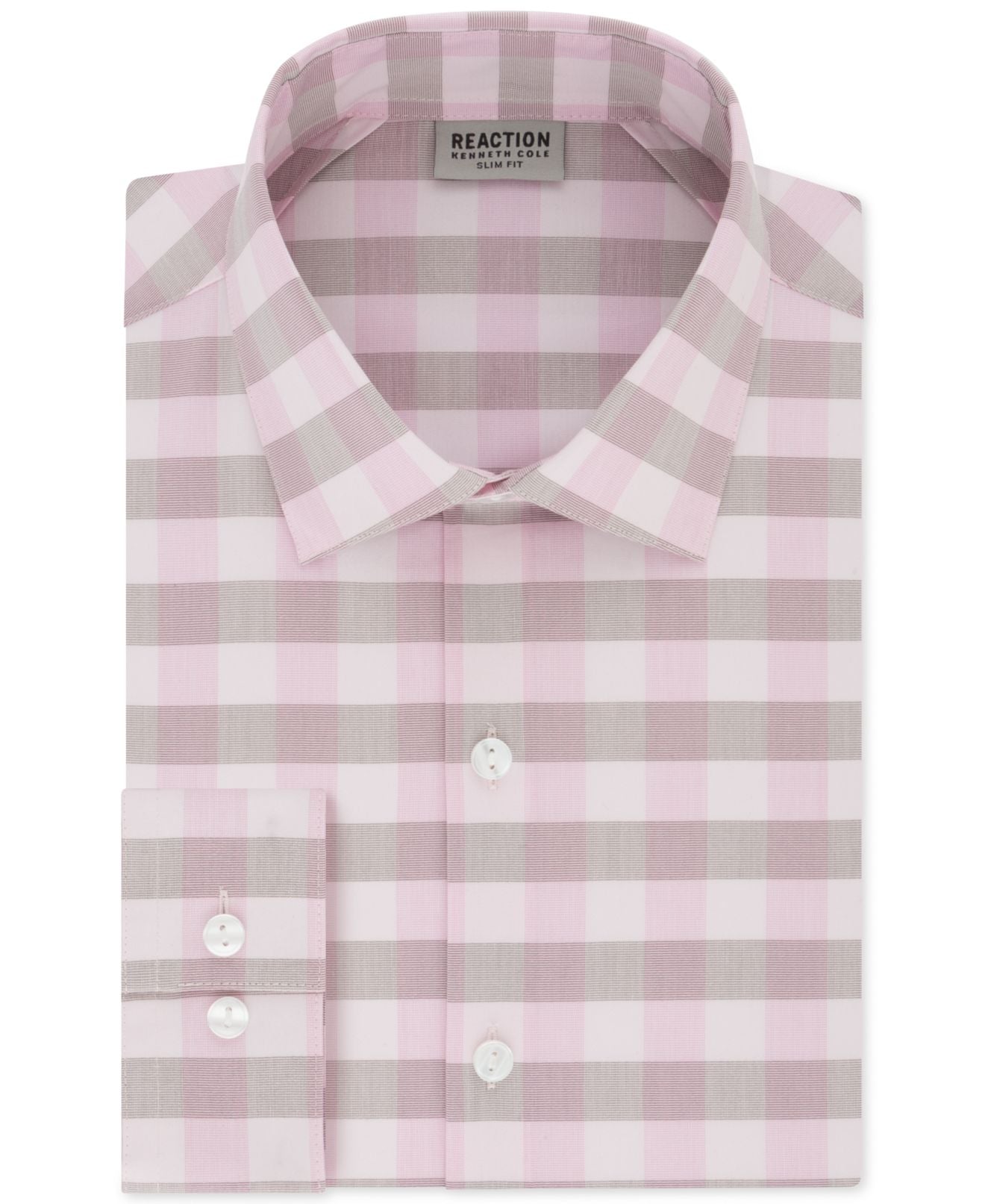 Camisa masculina Buffalo Checkls Slim Fit com gola aberta Reaction Kenneth Cole, rosa, tamanho GG