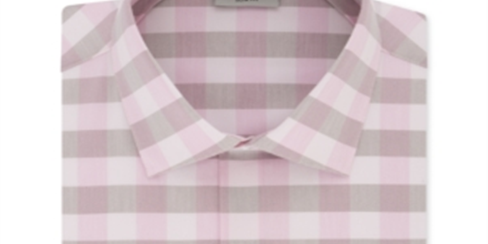 Camisa masculina Buffalo Checkls Slim Fit com gola aberta Reaction Kenneth Cole, rosa, tamanho GG