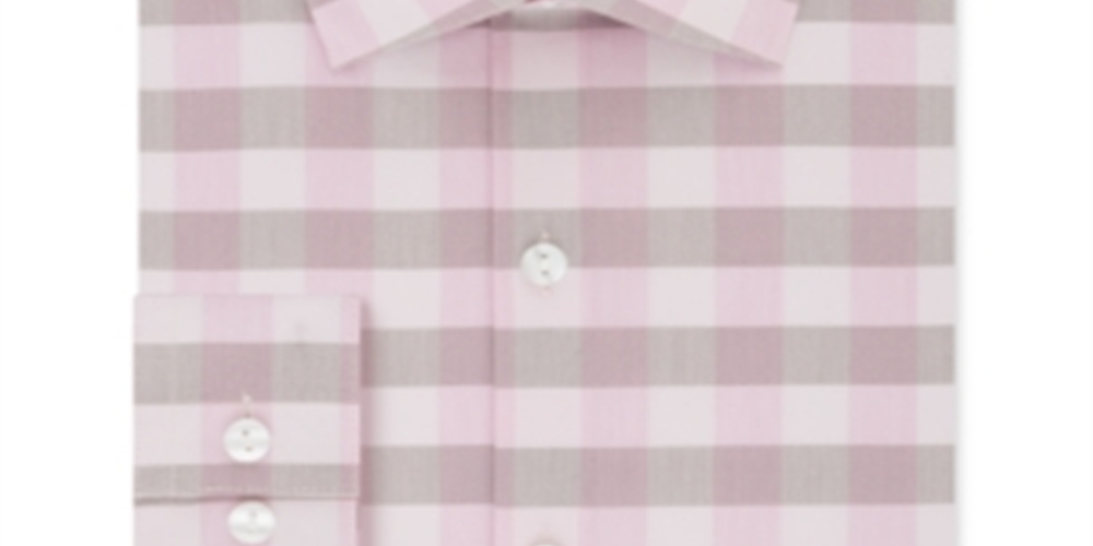 Camisa masculina Buffalo Checkls Slim Fit com gola aberta Reaction Kenneth Cole, rosa, tamanho GG