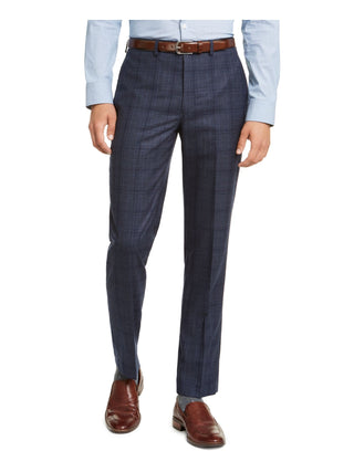 Calça de trabalho xadrez Calvin Klein masculina, azul, tamanho 36x32