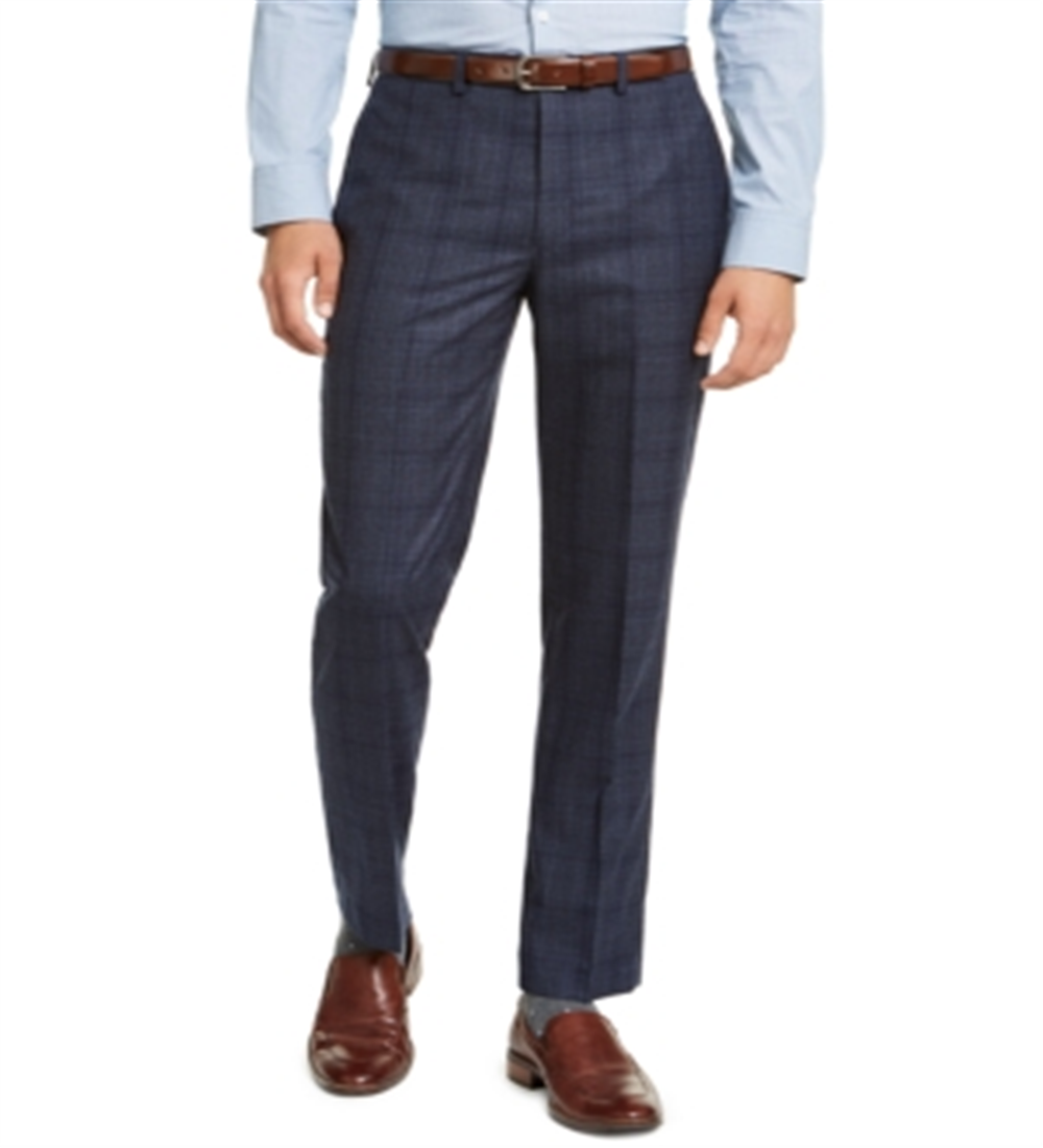 Calça de trabalho xadrez Calvin Klein masculina, azul, tamanho 36x32