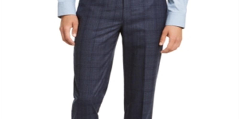 Calça de trabalho xadrez Calvin Klein masculina, azul, tamanho 36x32