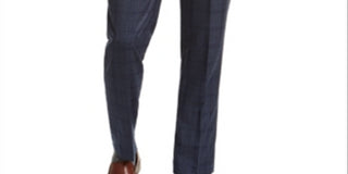 Calça de trabalho xadrez Calvin Klein masculina, azul, tamanho 36x32