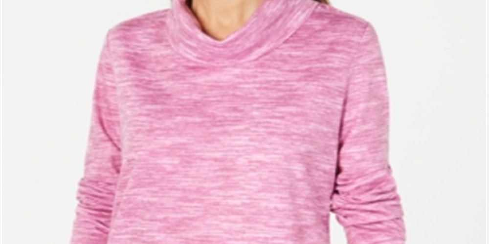 Karen Scott Top Feminino Petite Gola Funil Space-Dyed Rosa Tamanho Petit M