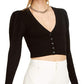 Cardigan feminino Danielle Bernstein com manga bufante, preto, tamanho X-S