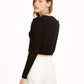 Cardigan feminino Danielle Bernstein com manga bufante, preto, tamanho X-S