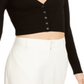 Cardigan feminino Danielle Bernstein com manga bufante, preto, tamanho X-S