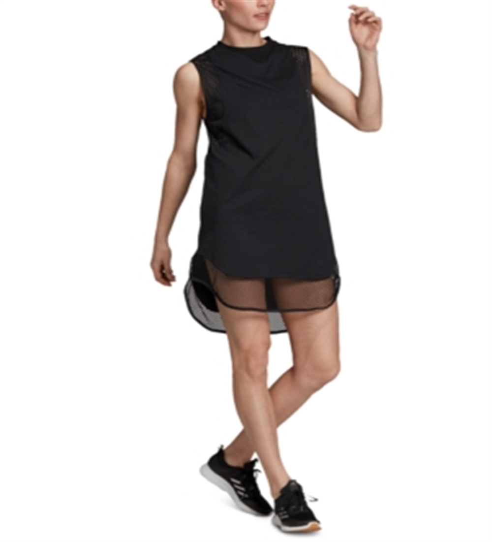 Vestido longo de malha Adidas Sport ID feminino, preto, tamanho X-S