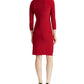 Vestido longo feminino Lauren Ralph Lauren com decote em V e manga comprida, acima do joelho, estilo coquetel, tamanho 10 P, vermelho