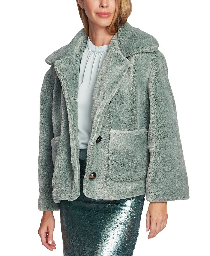 Jaqueta curta feminina de pele sintética Vince Camuto, verde, tamanho grande