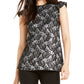 Camiseta feminina Michael Kors com estampa floral, manga curta e gola redonda, preta, tamanho XX-G