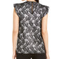 Camiseta feminina Michael Kors com estampa floral, manga curta e gola redonda, preta, tamanho XX-G