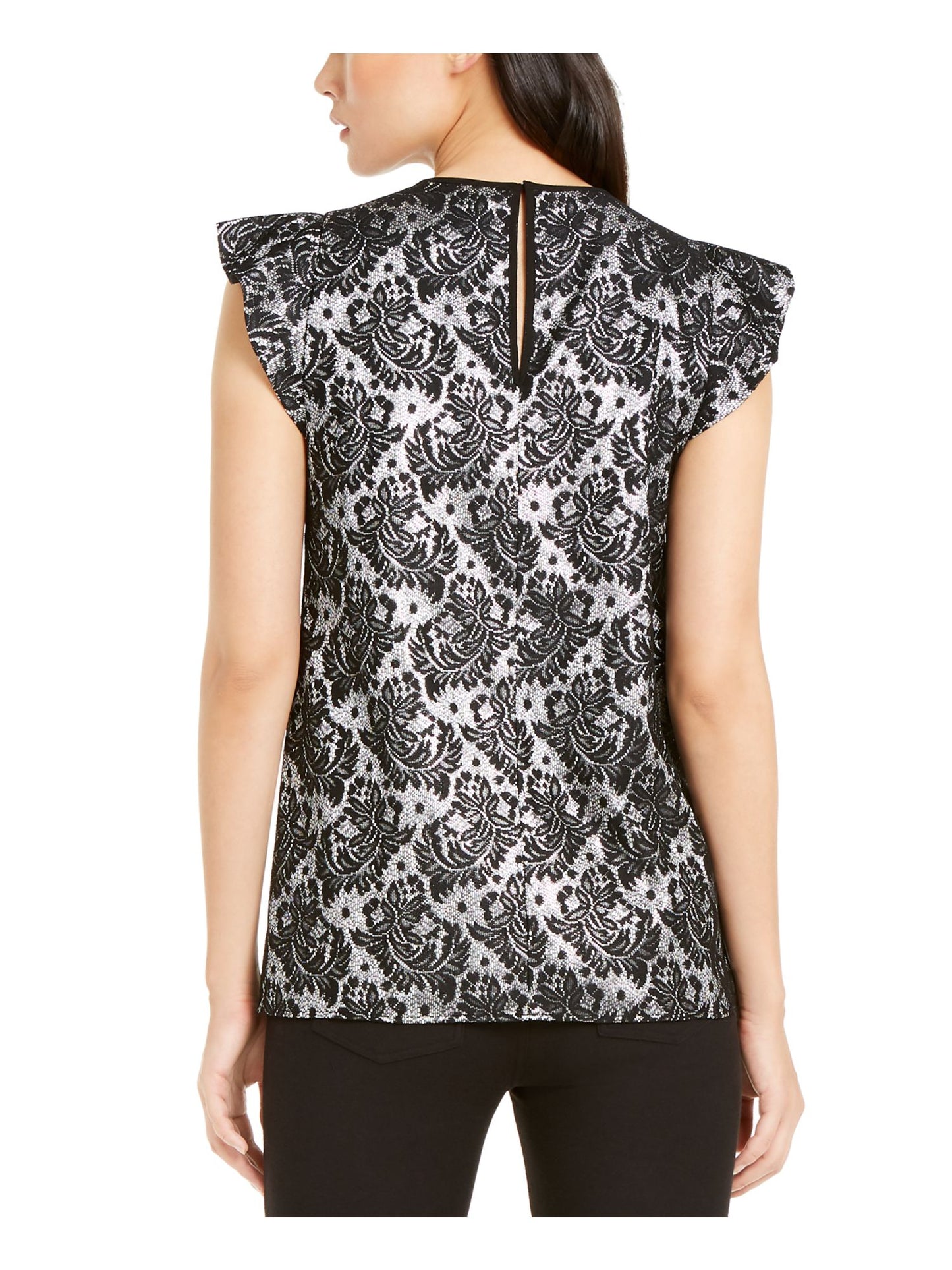 Camiseta feminina Michael Kors com estampa floral, manga curta e gola redonda, preta, tamanho XX-G