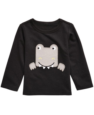 Camiseta infantil estampada com dinossauro First Impressions para meninos, preta, tamanho 18 meses