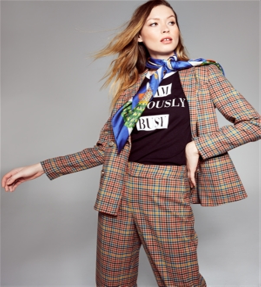 Blazer xadrez trespassado feminino INC International Concepts Grace Tweed G