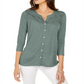 Blusa feminina com botões e ilhós, estilo &amp; co, verde, tamanho 2XL