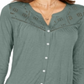 Blusa feminina com botões e ilhós, estilo &amp; co, verde, tamanho 2XL