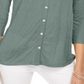 Blusa feminina com botões e ilhós, estilo &amp; co, verde, tamanho 2XL