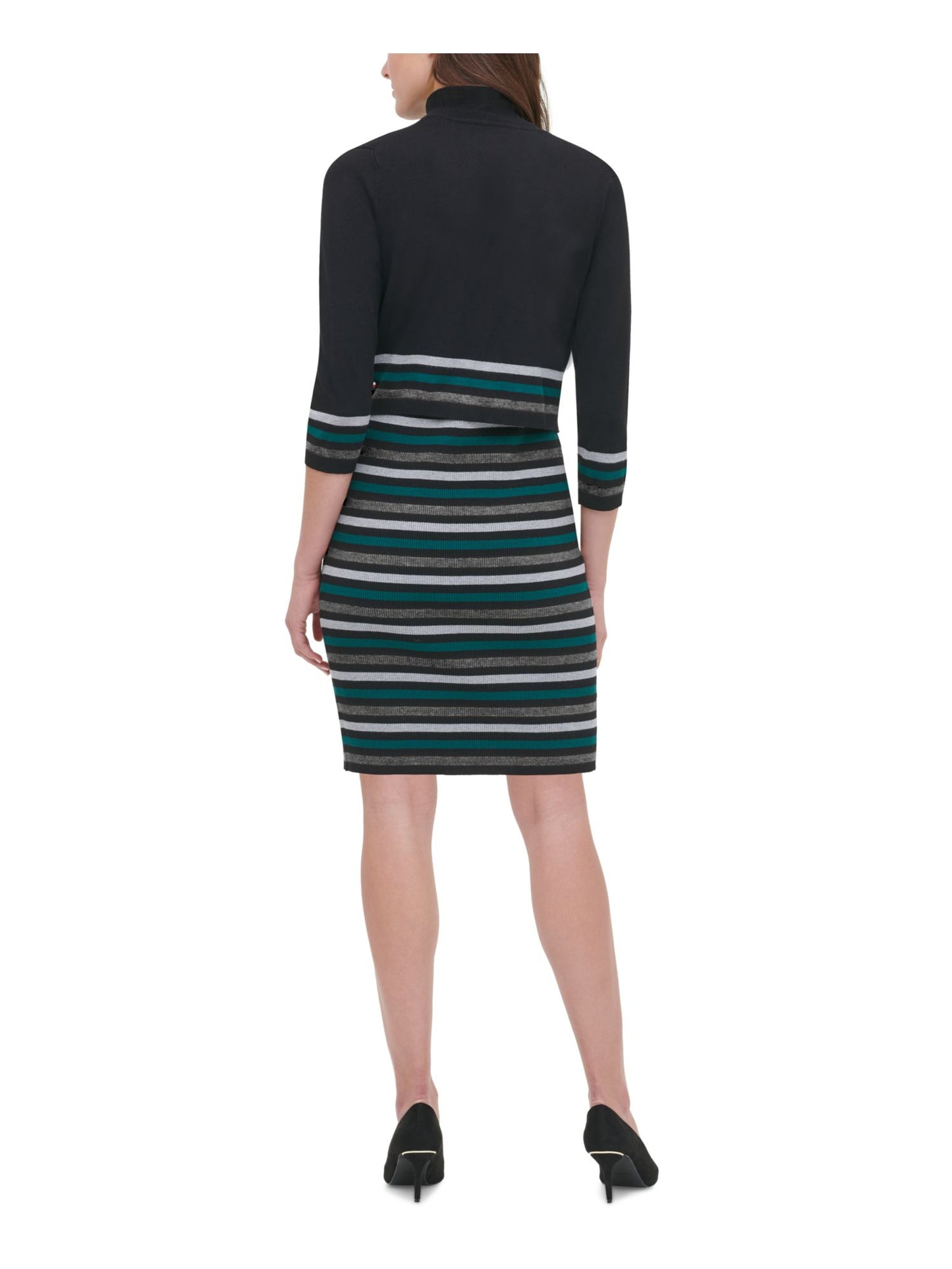 Cardigan listrado feminino Tommy Hilfiger, preto, tamanho P