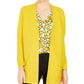 Cardigan feminino Kasper com acabamento em botões e nervuras, amarelo, tamanho pequeno
