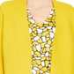 Cardigan feminino Kasper com acabamento em botões e nervuras, amarelo, tamanho pequeno