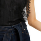 Blusa feminina INC com decote falso e forro de renda, lisa, preta, tamanho XS
