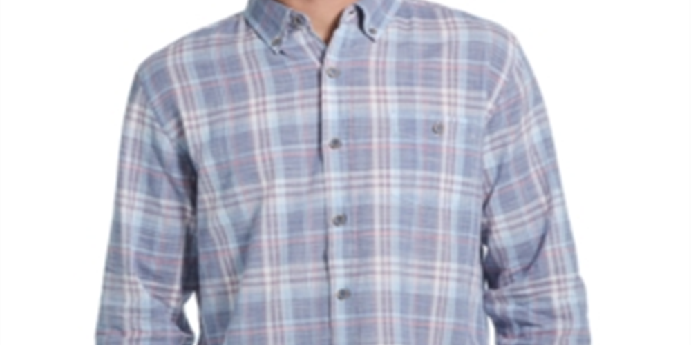 Camisa xadrez vintage masculina, à prova de intempéries, ajuste regular, ponta a ponta, azul, tamanho XXX-G