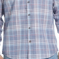 Camisa xadrez vintage masculina, à prova de intempéries, ajuste regular, ponta a ponta, azul, tamanho XXX-G