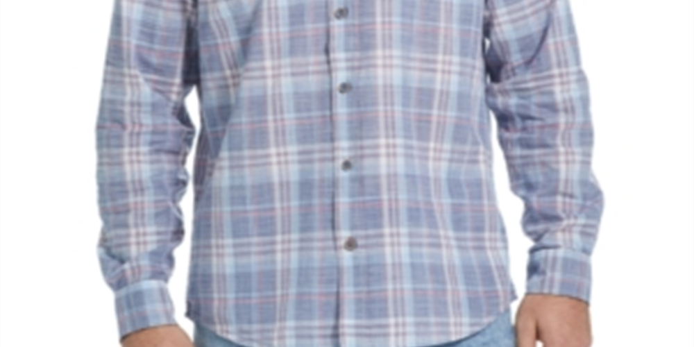 Camisa xadrez vintage masculina, à prova de intempéries, ajuste regular, ponta a ponta, azul, tamanho XXX-G