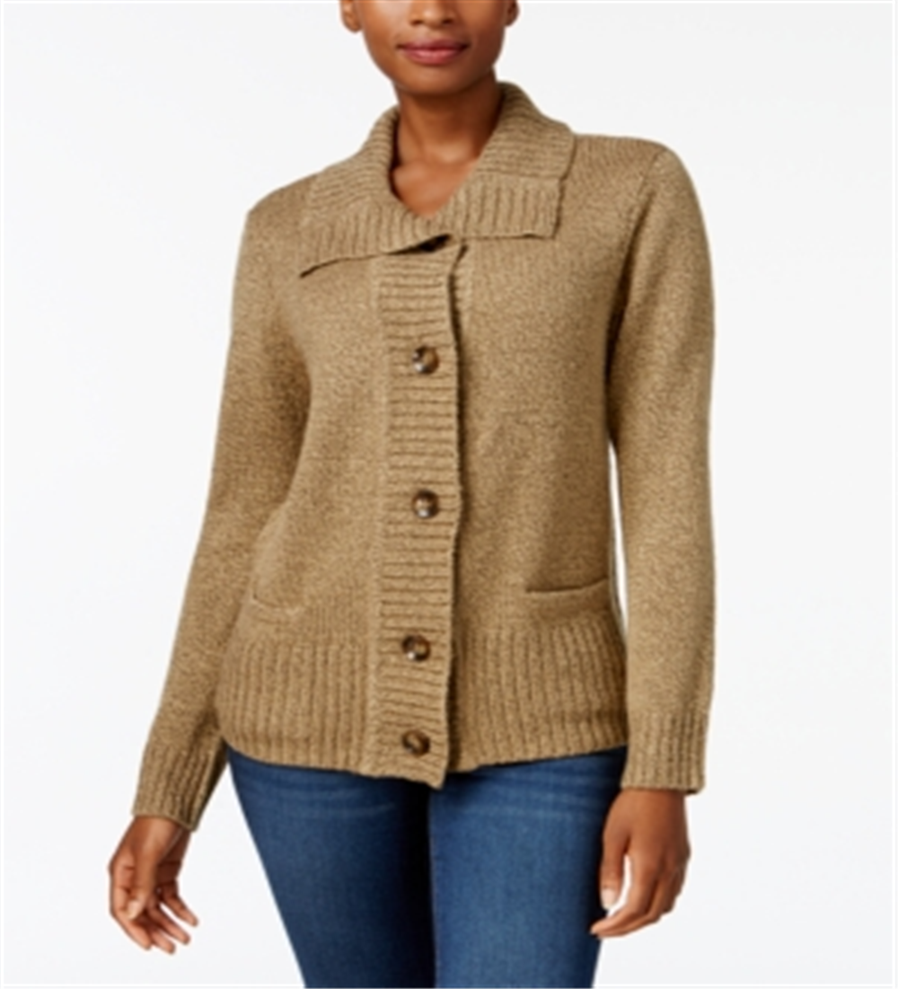 Karen Scott Cardigan Feminino com Botões Frontais Marrom Tamanho Pequeno G