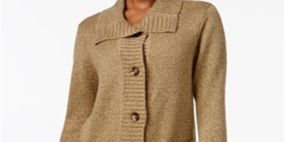 Karen Scott Cardigan Feminino com Botões Frontais Marrom Tamanho Pequeno G
