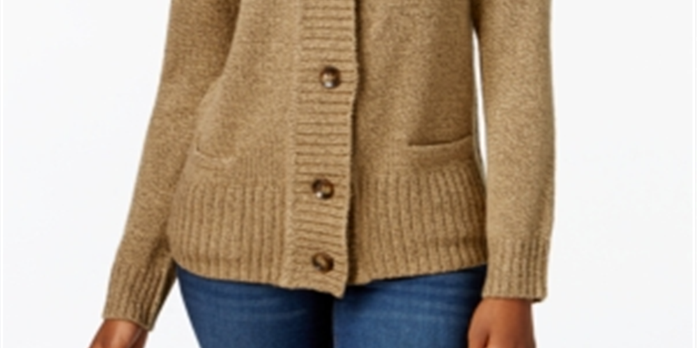Karen Scott Cardigan Feminino com Botões Frontais Marrom Tamanho Pequeno G