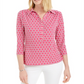 Blusa de malha estampada feminina Charter Club com manga 3/4, rosa, tamanho 2XL