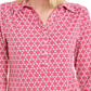 Blusa de malha estampada feminina Charter Club com manga 3/4, rosa, tamanho 2XL