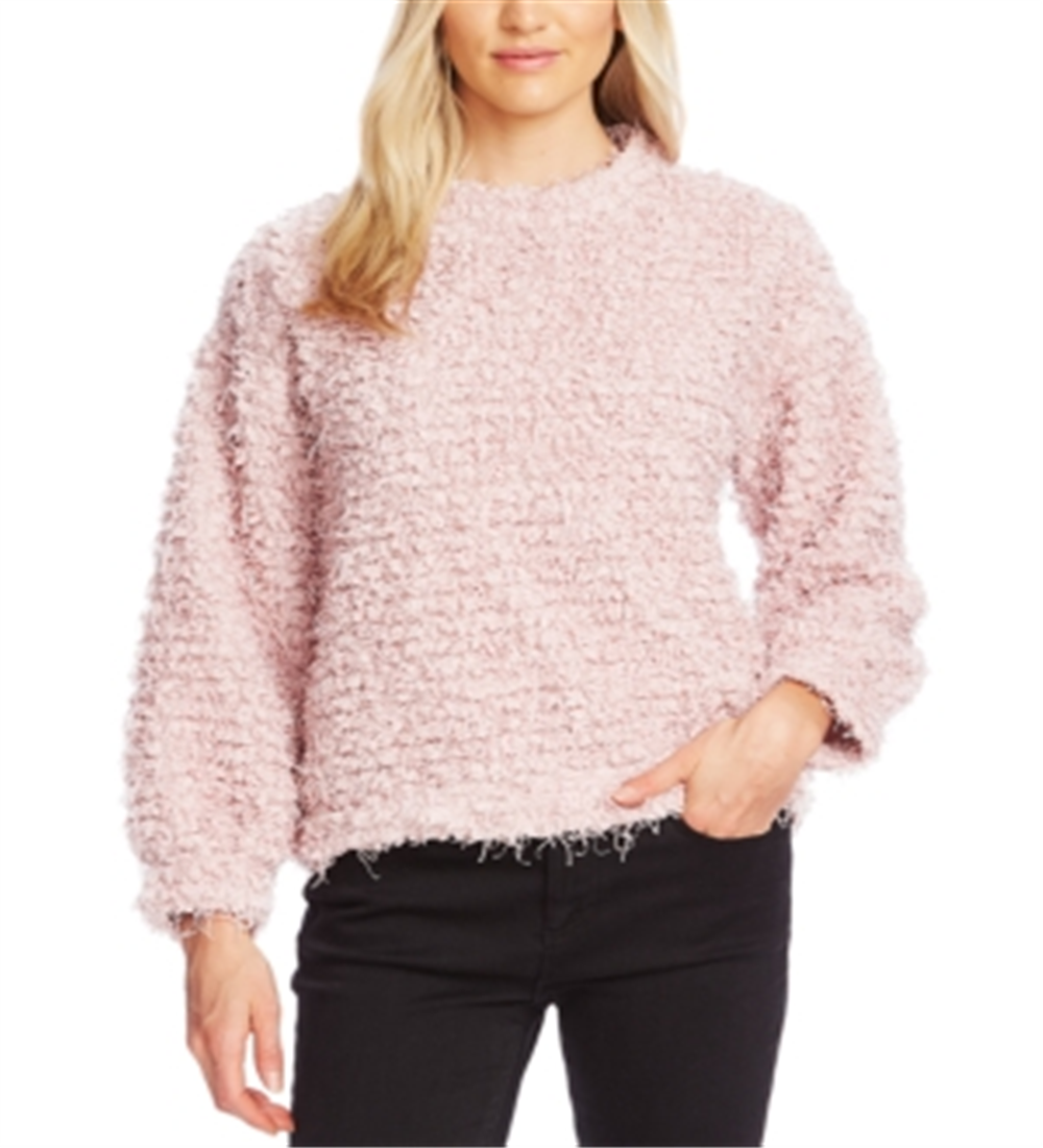 Suéter feminino Vince Camuto Teddy Knit com gola falsa, rosa, tamanho M