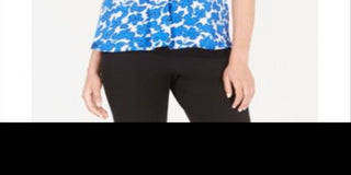 Blusa feminina Alfani estampada manga curta azul tamanho pequeno grande